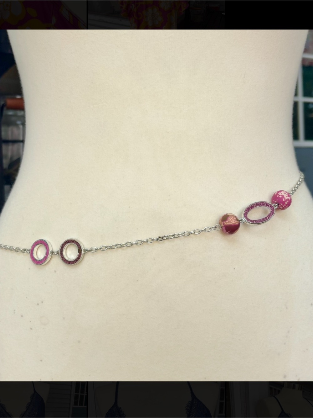 Viva Beads Pink Silver Waist Chain - Boho Hippie Waist Jewelry